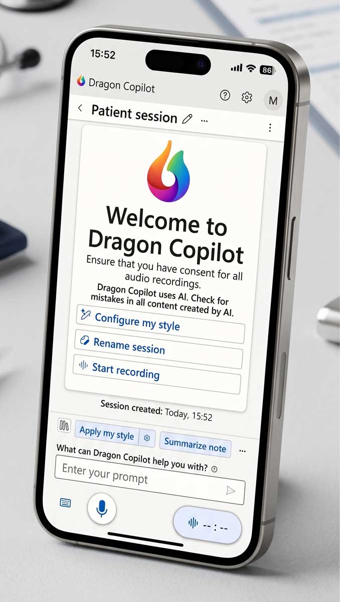 Microsoft Dragon Copilot on iPhone